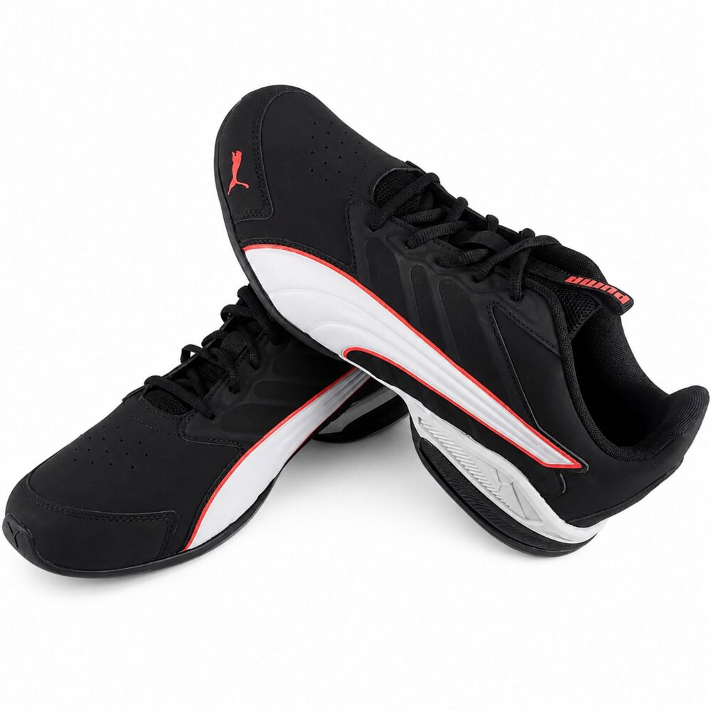 PUMA Electro SL )313092-05) Men's 13 Black Gray Red Low Top Running Sneakers NEW